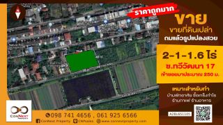 ขายที่ดินเปล่า ถมแล้ว เนื้อที่ 2-1-1.6 ไร่  ซ.ทวีวัฒนา 17  บรรยากาศดี เงียบสงบ ใกล้สิ่งอำนวยความสะดวก จะเดินทางเข้าเมืองก็สะดวกสบาย หน้ากว้างติดถนน 76 เมตร ลึก 49 เมตร