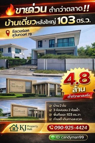 ขาย ขาดทุนเป็นล้าน  บ้านเดี่ยว103 ตร.ว. ซิลเวอร์เลค สุวินทวงศ์ 78 ราคา 4.6ลบ.